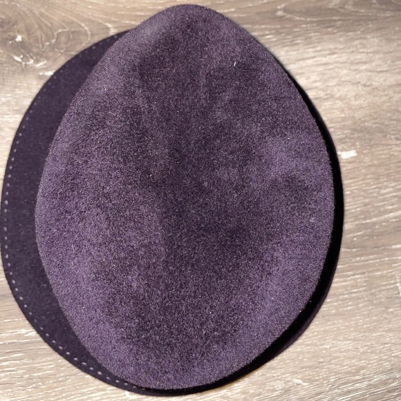 LOLA HATS Deep Purple Wool Fedora Hat Army Green Band Tan Leather Band Size S - Picture 5 of 8